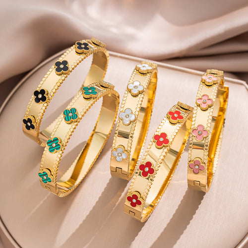 Stainless Steel Bracelets with Diamond Accents for Women